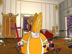 Кадр из мультфильма Popetown, иллюстрация с сайта popetown.com Кадр из мультфильма Popetown, иллюстрация с сайта popetown.com