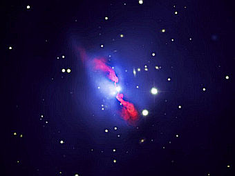   .  NASA/CXC/U.Waterloo/C.Kirkpat/ NSF/NRAO/VLA/Canada-France-Hawaii-Telescope/DSS 