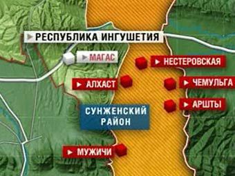 Сунженский район Ингушетии. Графика телеканала "Россия 1"