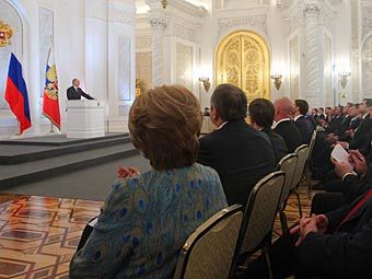 Владимир Путин выступает с посланием к Федеральному Собранию РФ. Фото РИА Новости, Михаил Климентьев